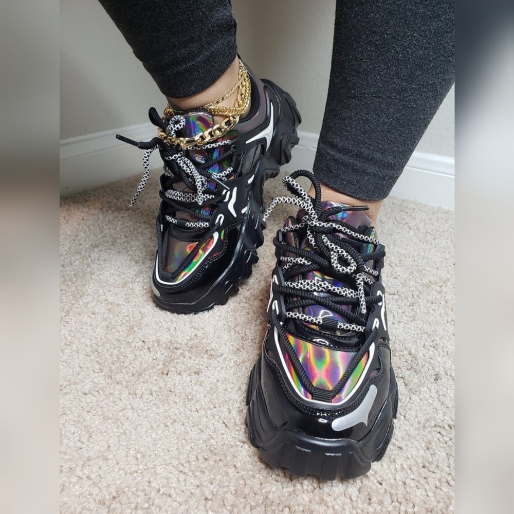 Black thick sole sneakers